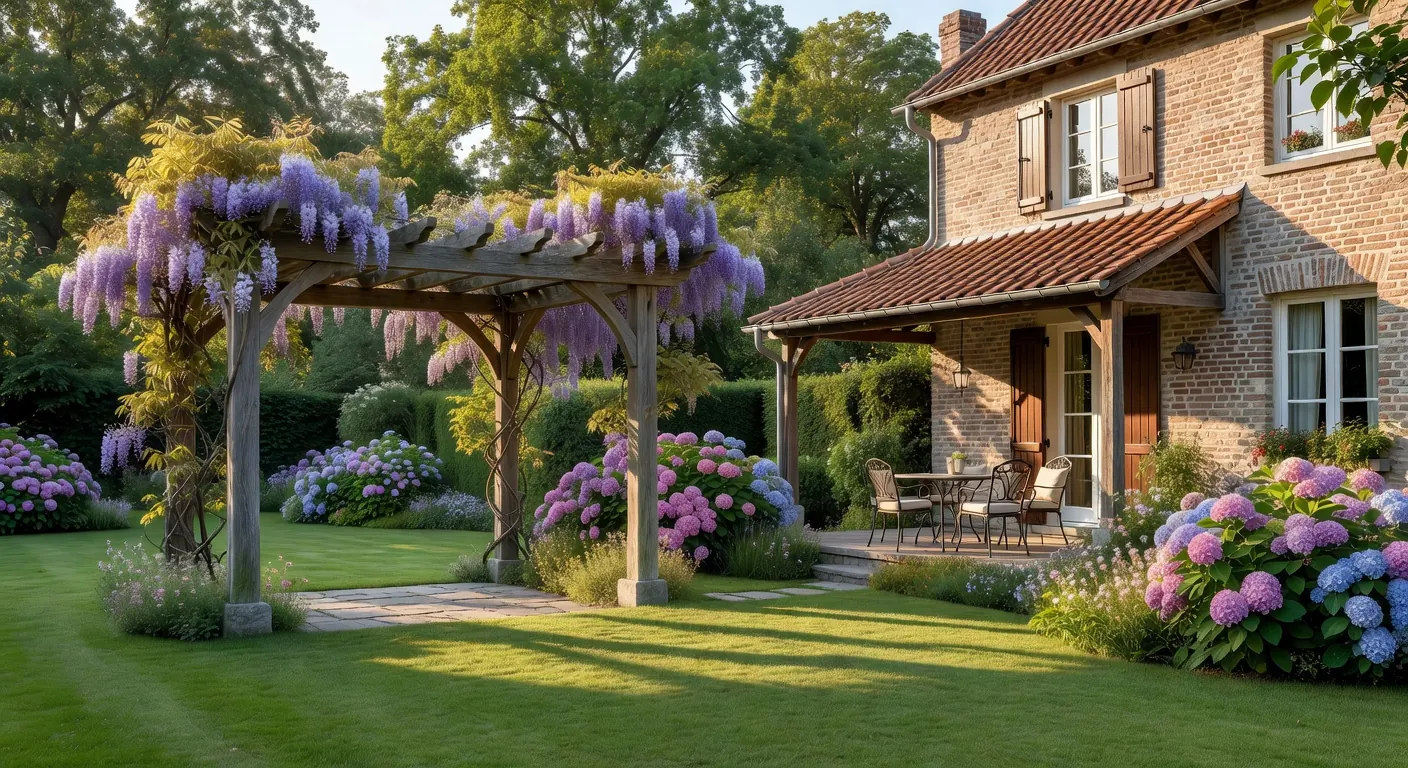 Illustration d'un jardin moderne avec véranda en Belgique pour 2026