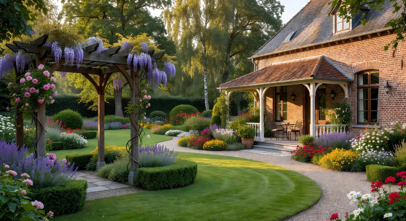 Véranda moderne intégrée à un jardin belge avec vue sur la végétation