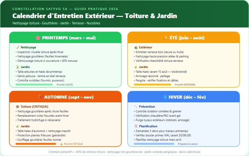 Entretien jardin et extérieur - Calendrier annuel 2026